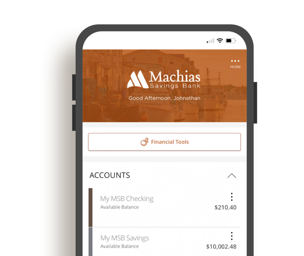 machias savings bank mobile app account screen
