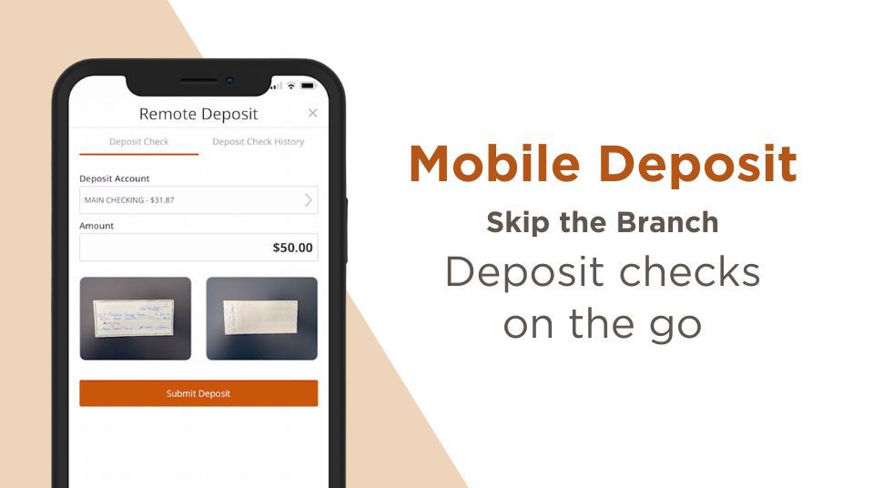 mobile deposit, deposit checks on the go