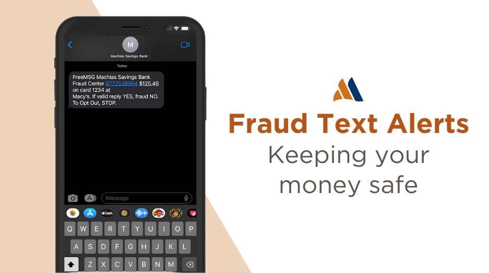 Mobile phone with fraud text alert.