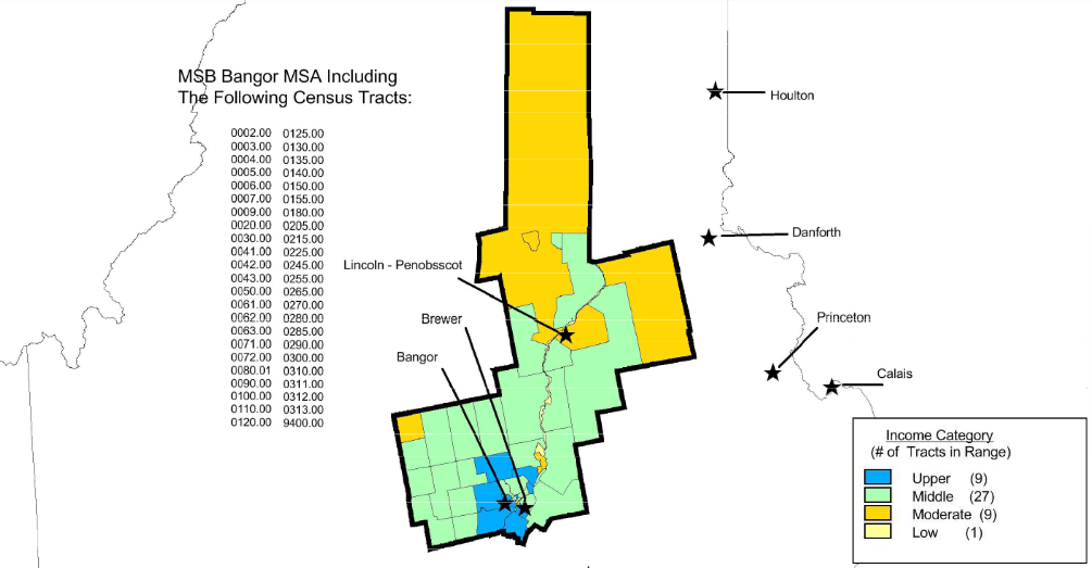 Bangor MSB Assessment Area Map